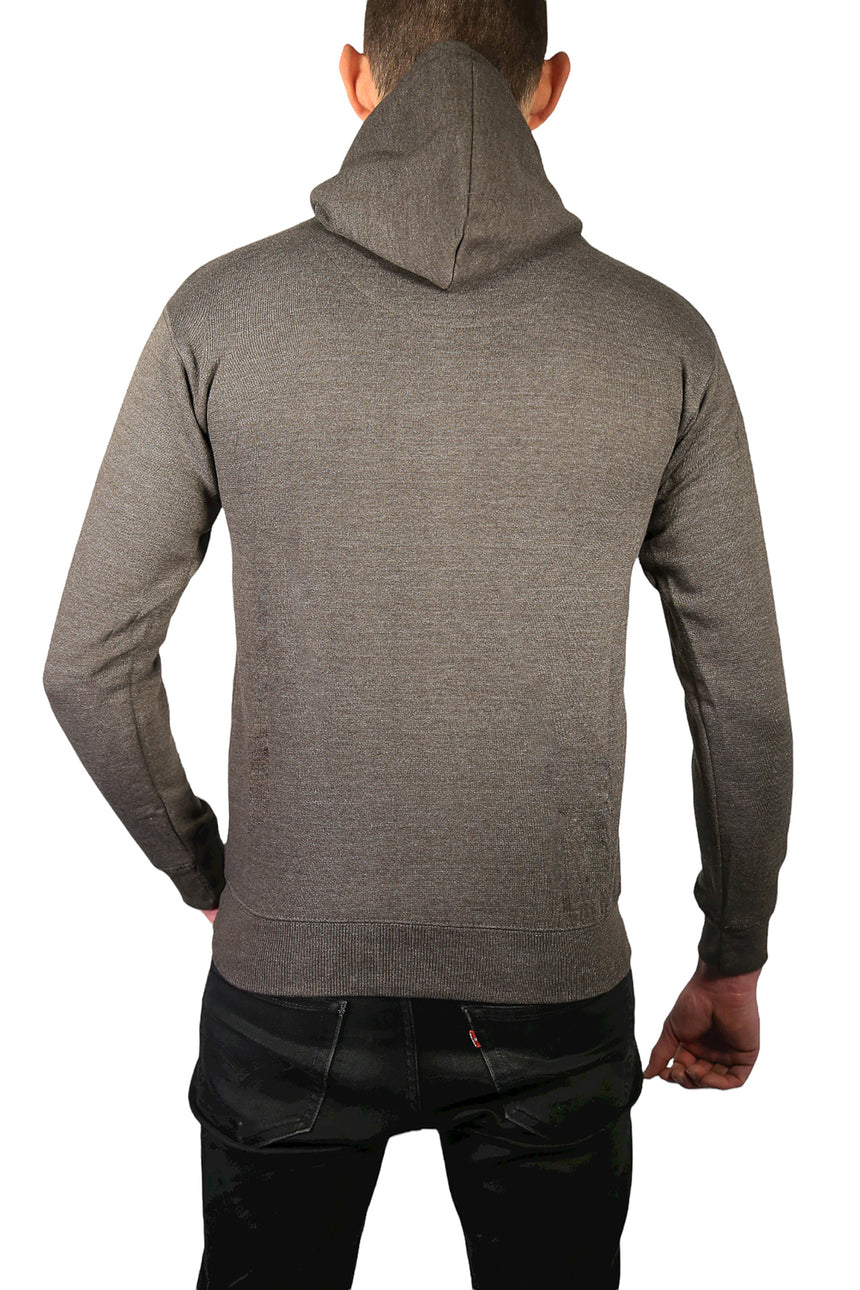 Adult Mens 100% Cotton Fleece Hoodie Jumper Pullover Sweater Warm Sweatshirt - Charcoal Grey - XL