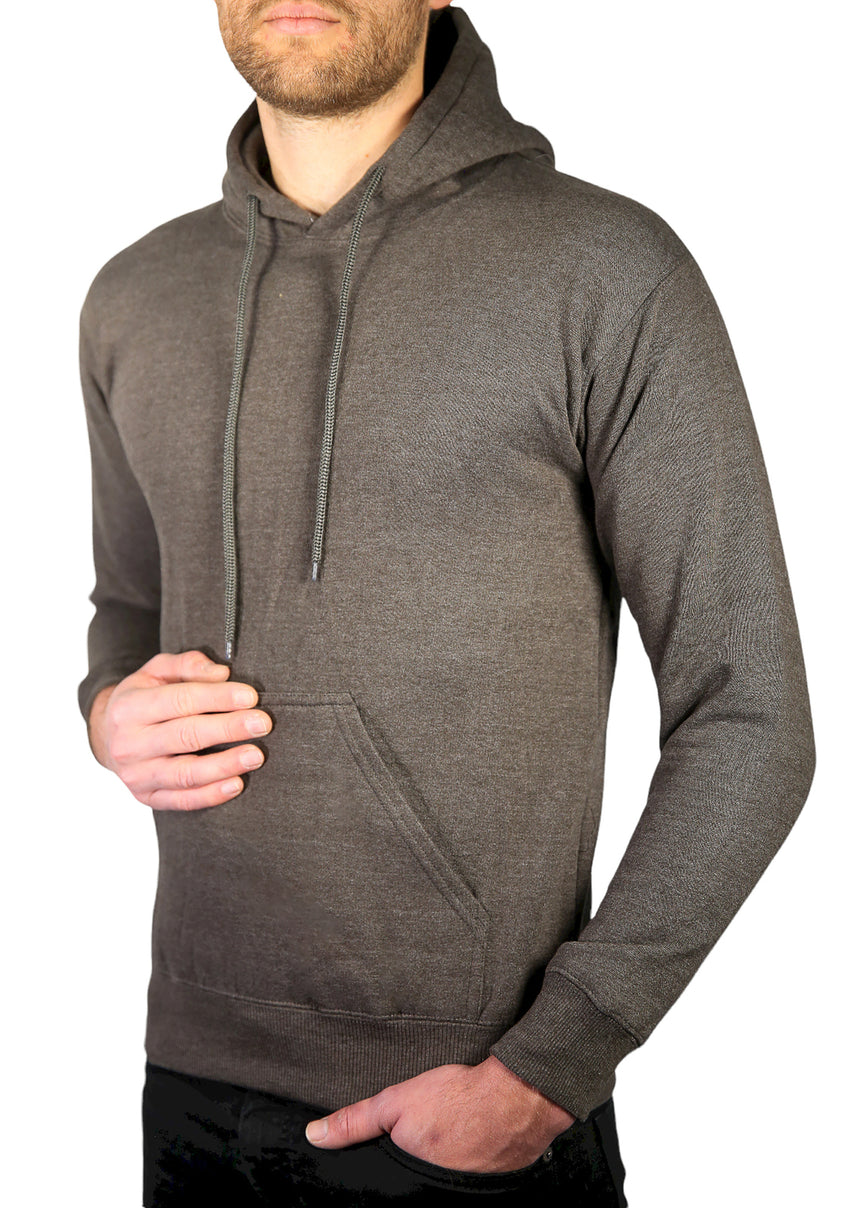 Adult Mens 100% Cotton Fleece Hoodie Jumper Pullover Sweater Warm Sweatshirt - Charcoal Grey - XL