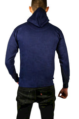 Adult Mens 100% Cotton Fleece Hoodie Jumper Pullover Sweater Warm Sweatshirt - Navy - M