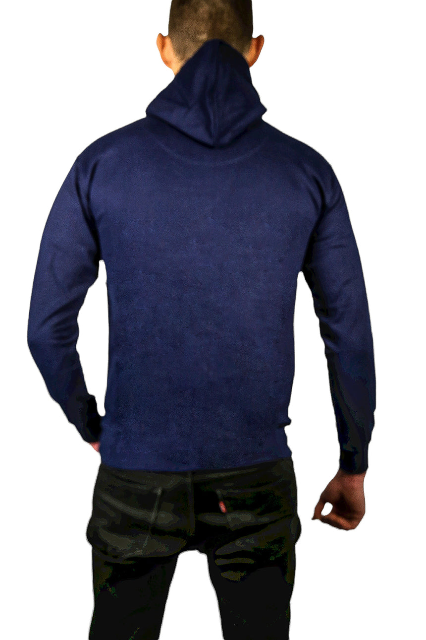 Adult Mens 100% Cotton Fleece Hoodie Jumper Pullover Sweater Warm Sweatshirt - Navy - S