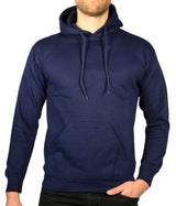 Adult Mens 100% Cotton Fleece Hoodie Jumper Pullover Sweater Warm Sweatshirt - Navy - XL