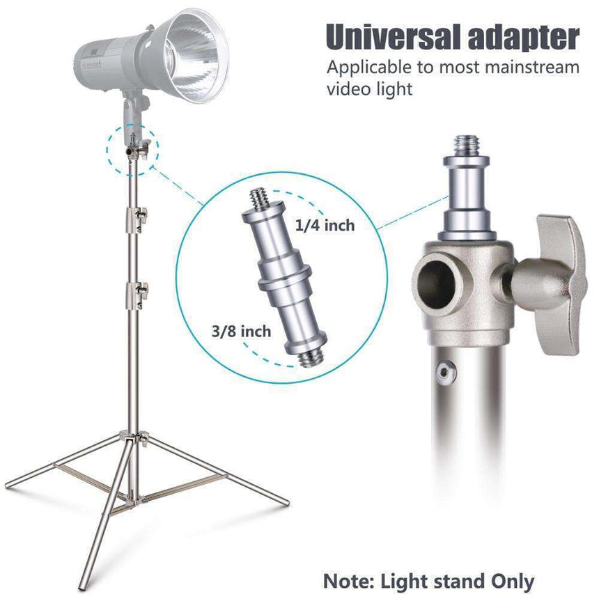 3Pcs 260cm Heavy Duty Stainless Steel Light Stand for Photo and Video