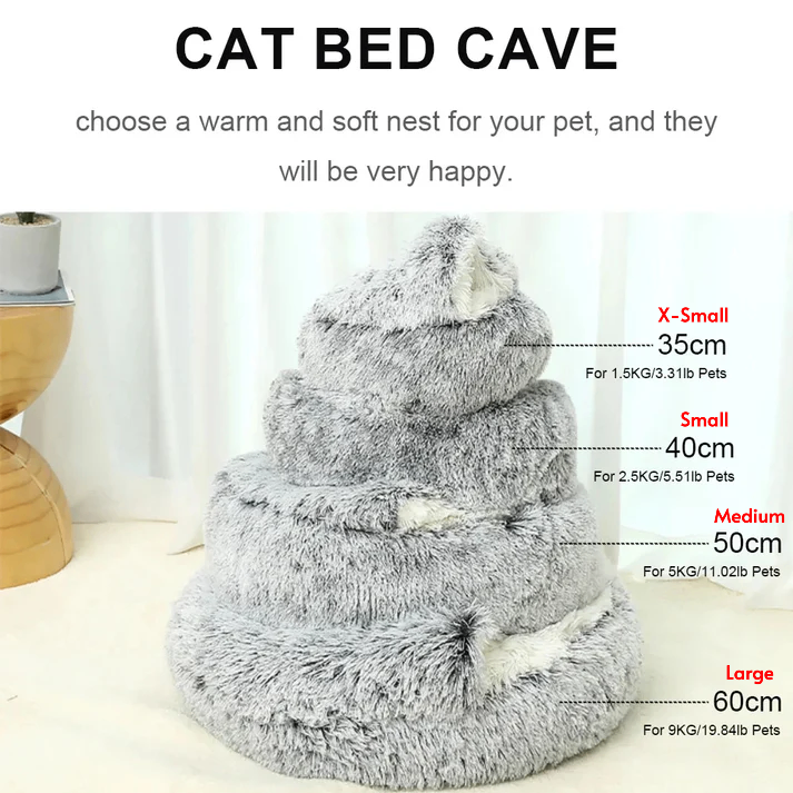 Light Brown Small PawfectFriend Cozy Burrowing Cave Pet Bed for Dogs Cats Kitten Plush Warm Soft Sleeping Nest