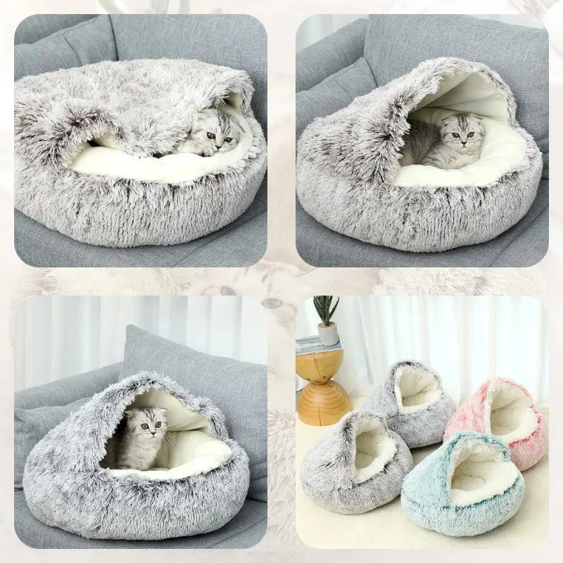 Light Brown Medium PawfectFriend Cozy Burrowing Cave Pet Bed for Dogs Cats Kitten Plush Warm Soft Sleeping Nest