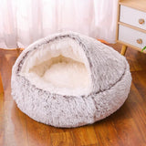 Light Brown Large PawfectFriend Cozy Burrowing Cave Pet Bed for Dogs Cats Kitten Plush Warm Soft Sleeping Nest