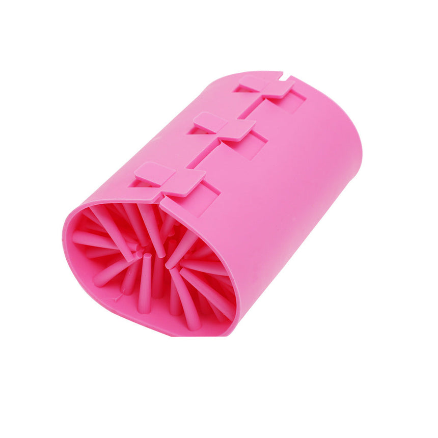 Ondoing Pet Foot Cleaner Dog Cat Paw Washer Pet Feet Brush Grooming Tool Small Large Mug-L-Pink