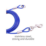 3M/ Dog Tie Out Cable Leash Lead Tangle Free Outdoor Yard Walking Runing-Blue