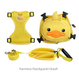 Ondoing Pet Saddle Bag Dog Harness Backpack Hiking Traveling Outdoor Bags Cute Costume (Yellow tiger bag with leash)S