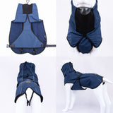 Pet Dog Raincoat Poncho Jacket Windbreaker Waterproof Clothes with Harness Hole-S-Black