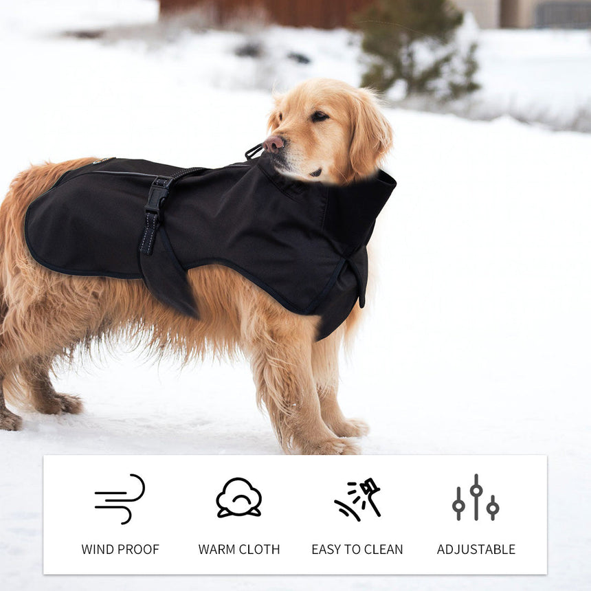 Pet Dog Raincoat Poncho Jacket Windbreaker Waterproof Clothes with Harness Hole-XXL-Black