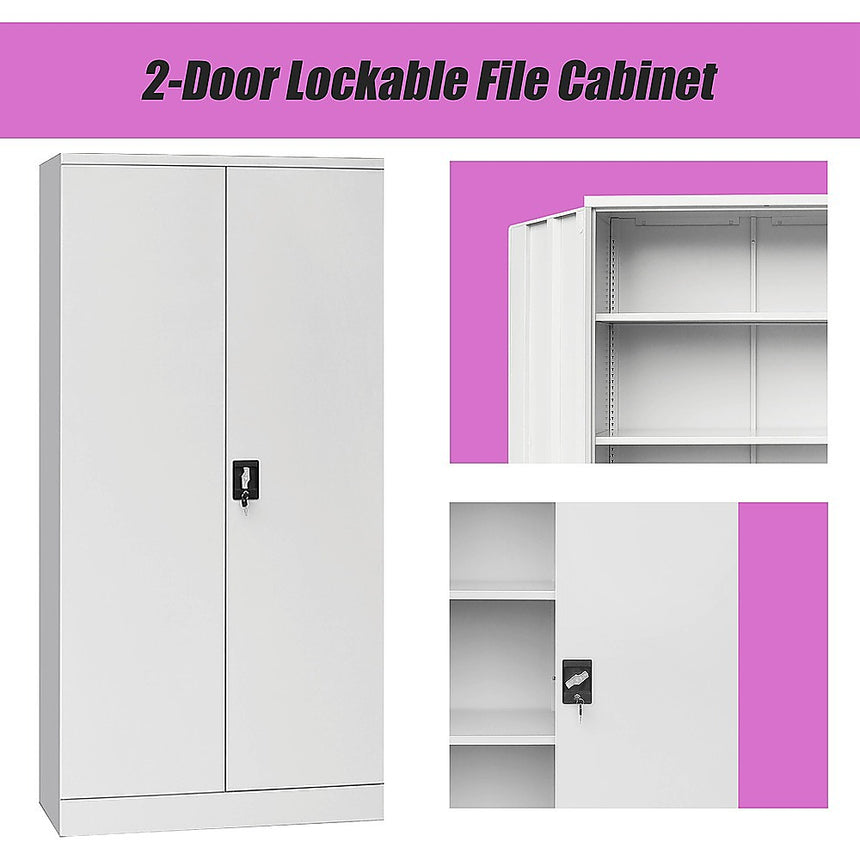 Two-Door Shelf Office Gym Filing Storage Locker Cabinet Safe