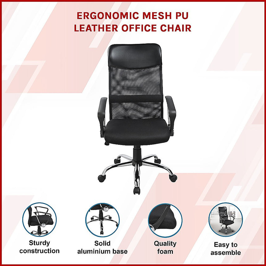 Ergonomic Mesh PU Leather Office Chair