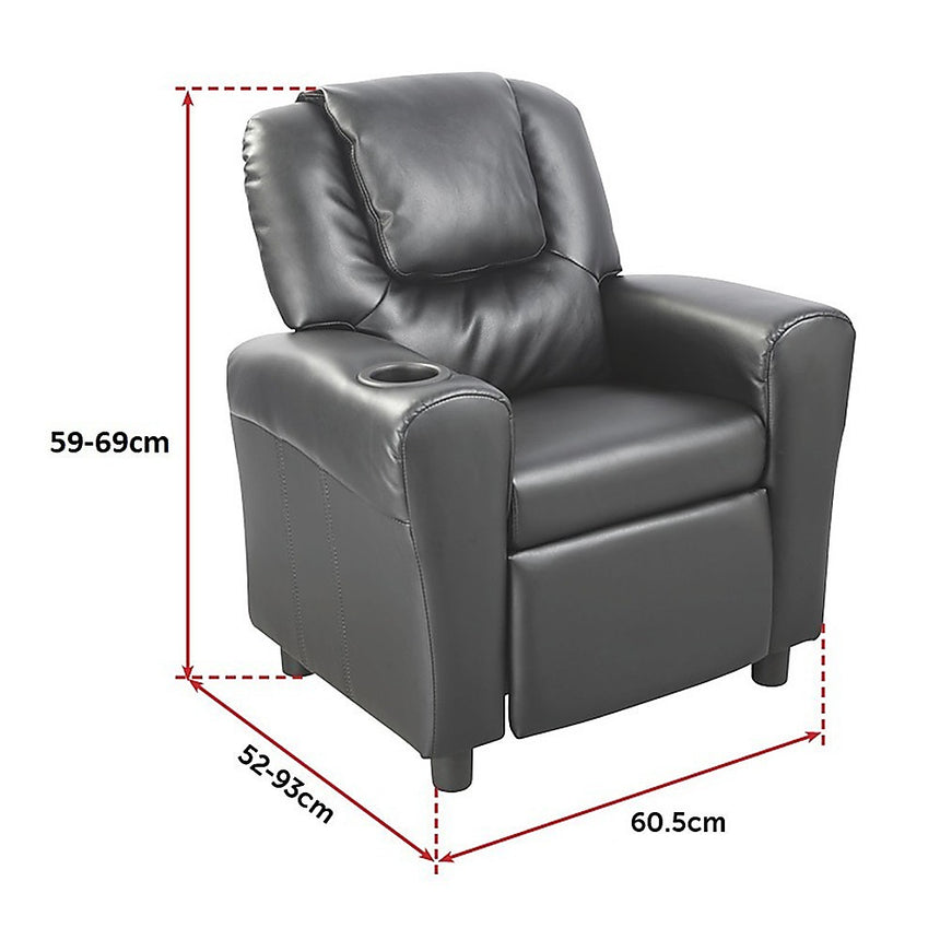 PU Leather Kids Recliner with Drink Holder