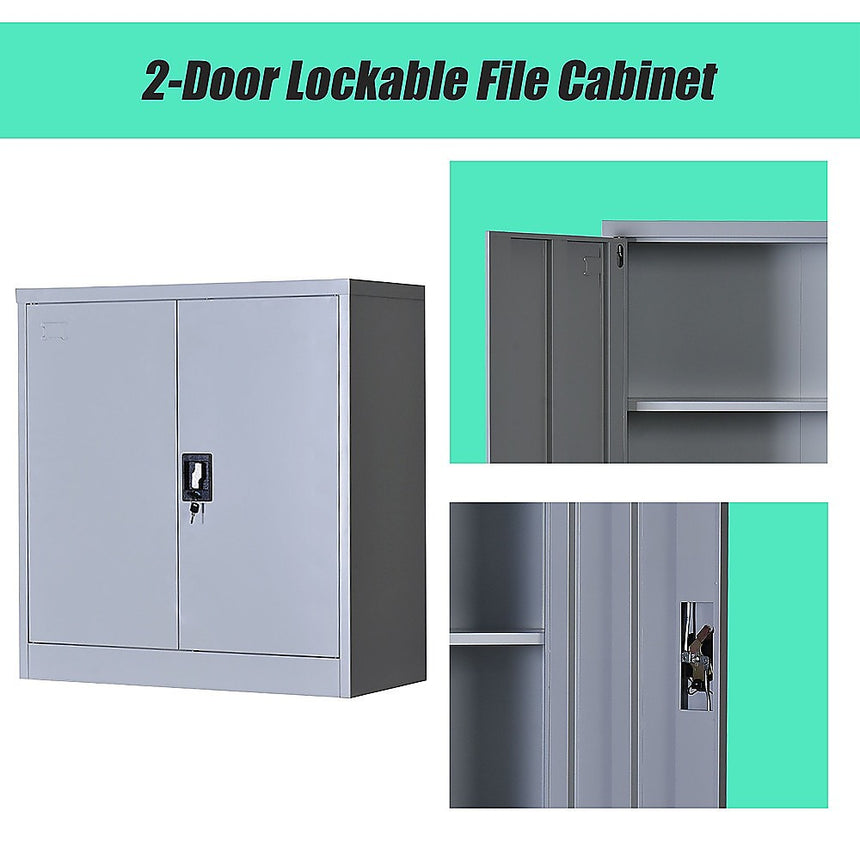 Two-Door Shelf Office Gym Filing Storage Locker Cabinet Safe