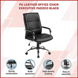 PU Leather Office Chair Executive Padded Black