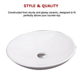 Bathroom Ceramic Oval Above Countertop Basin for Vanity