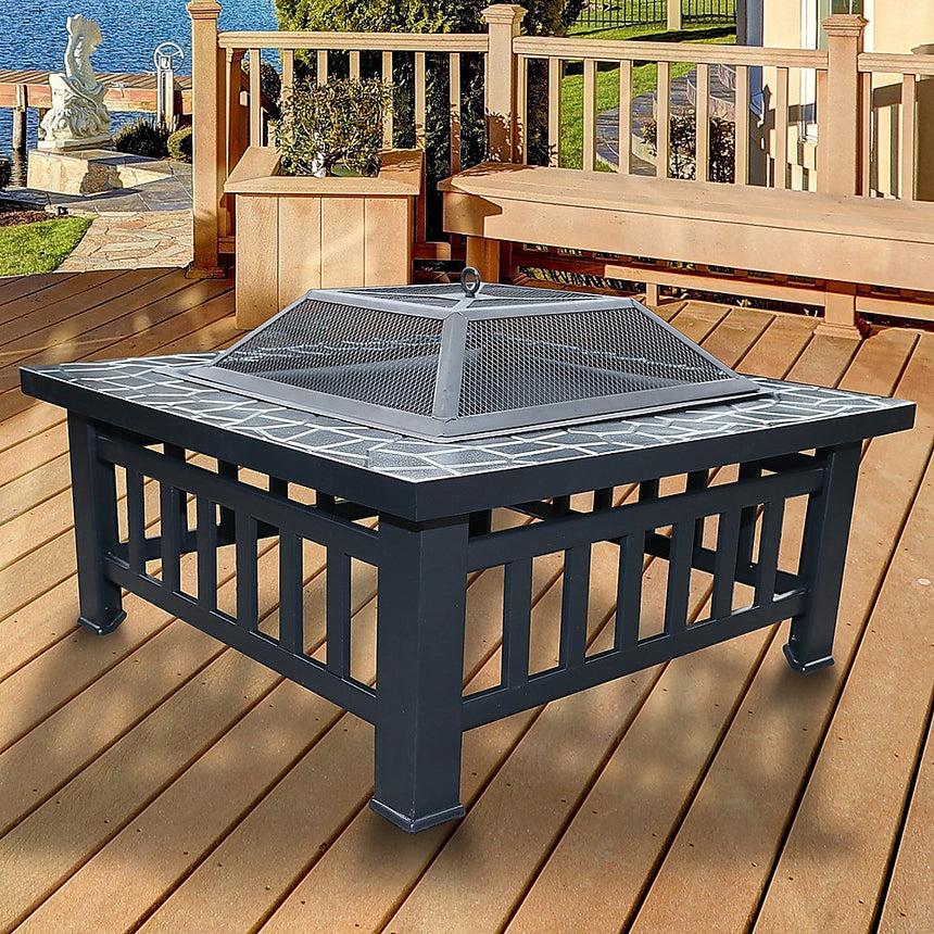 18" Square Metal Fire Pit Outdoor Heater