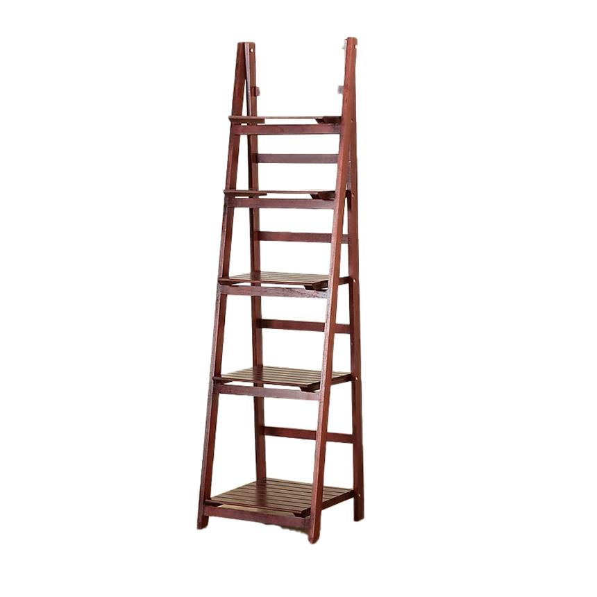 5 Tier Wooden Ladder Shelf Stand Storage Book Shelves Shelving Display Rack