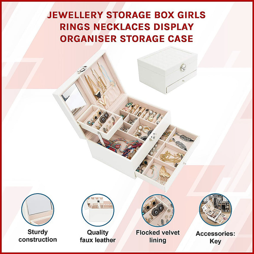 Jewellery Storage Box Girls Rings Necklaces Display Organiser Storage Case