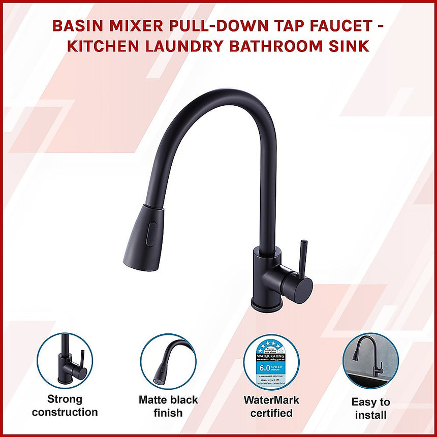 Basin Mixer Pull-Down Tap Faucet -Kitchen Laundry Bathroom Sink