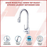 Basin Mixer Pull-Down Tap Faucet -Kitchen Laundry Bathroom Sink