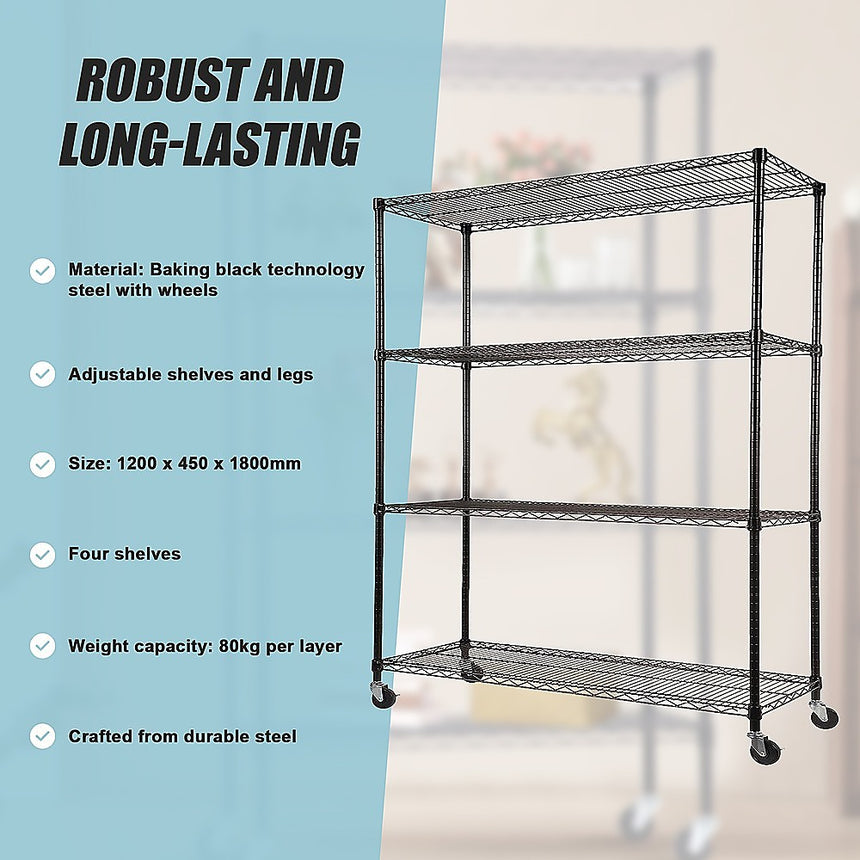 Modular Wire Storage Shelf 1200 x 450 x 1800mm Steel Shelving