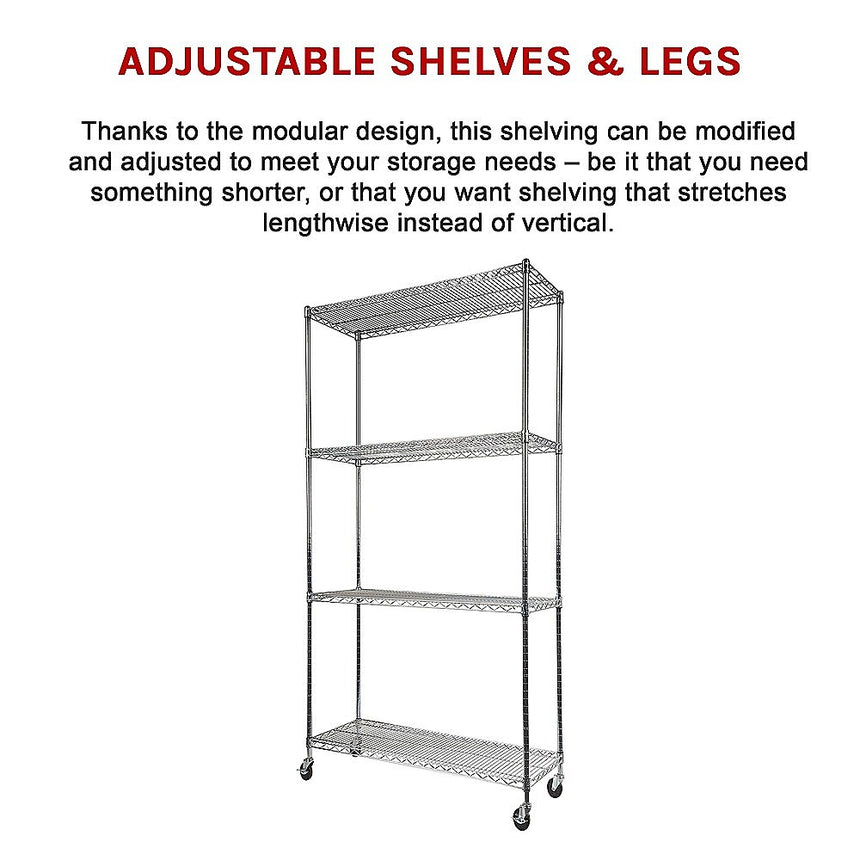 Modular Wire Storage Shelf 900 x 350 x 1800mm Steel Shelving