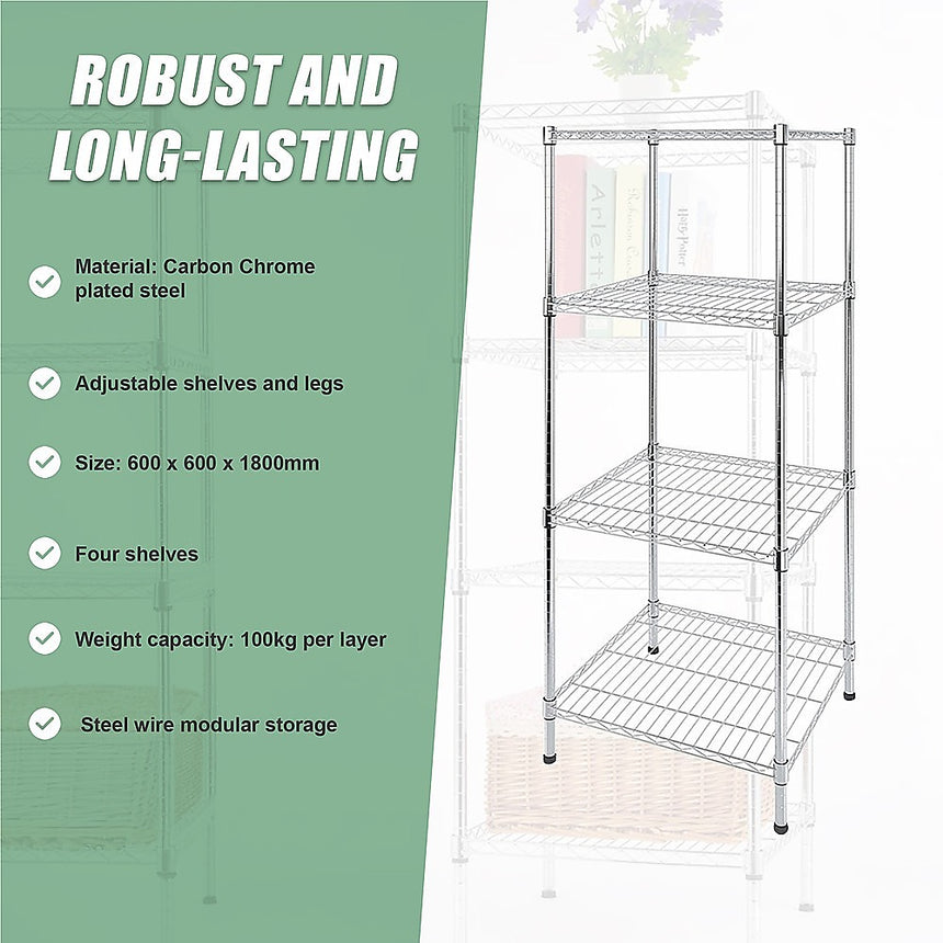 Modular Wire Storage Shelf 600 x 600 x 1800mm Steel Shelving