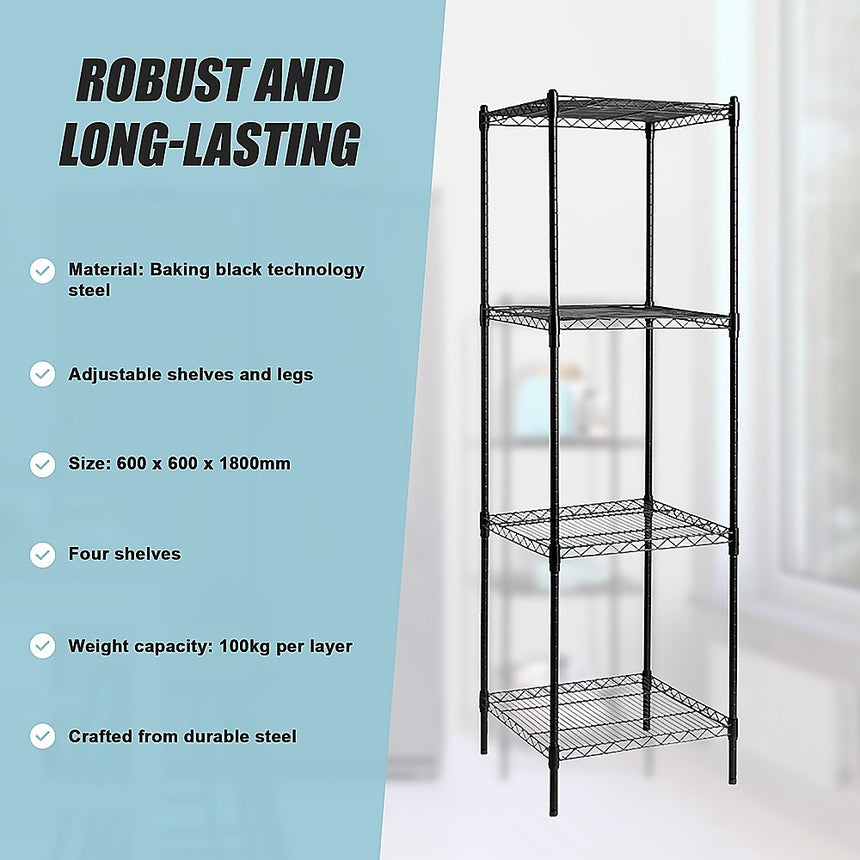 Modular Wire Storage Shelf 600 x 600 x 1800mm Steel Shelving