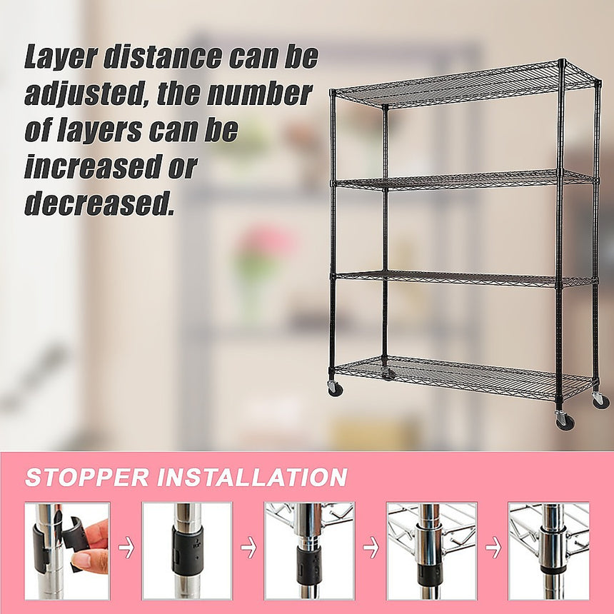 Modular Wire Storage Shelf 1200 x 600 x 1800mm Steel Shelving