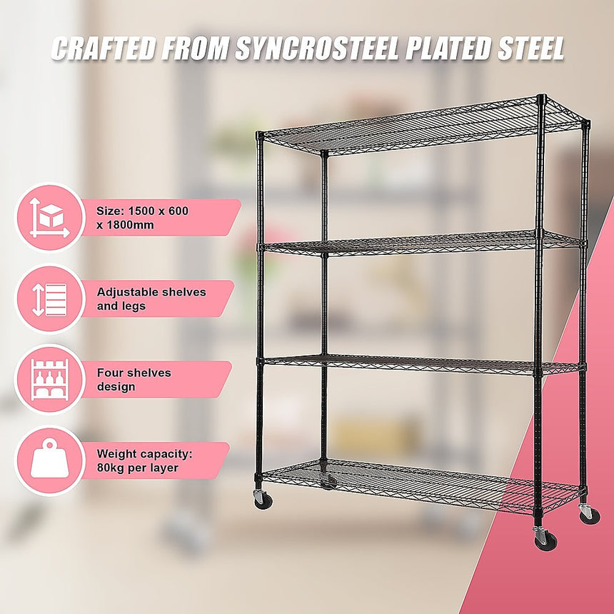 Modular Wire Storage Shelf 1200 x 600 x 1800mm Steel Shelving