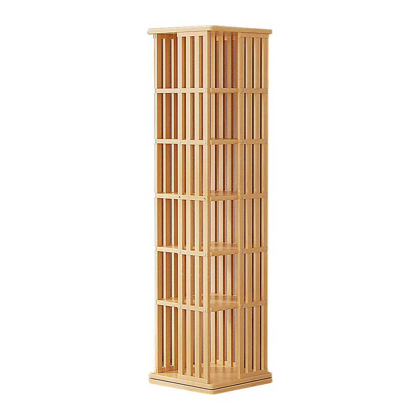 360 Rotating Bookshelf Bamboo Storage Display Rack Shelving in Wood