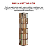 360 Rotating Bookshelf Bamboo Storage Display Rack Shelving in Dark Wood