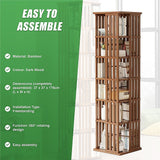 360 Rotating Bookshelf Bamboo Storage Display Rack Shelving in Dark Wood