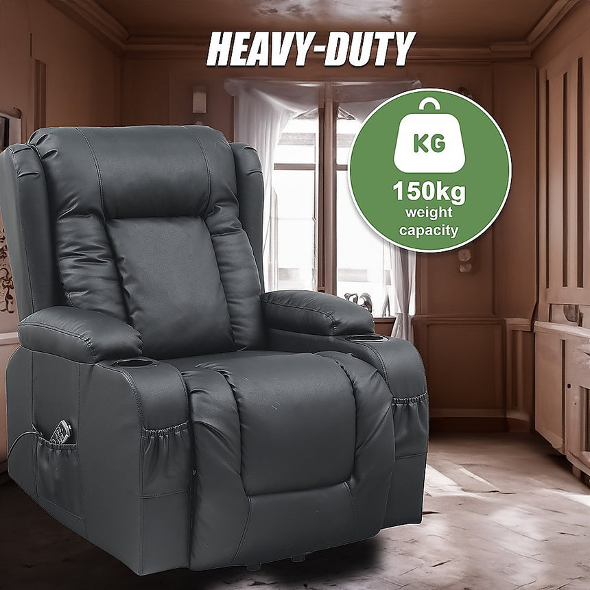 Lift Heated Leather Recliner Electric Massage Chair with USB port