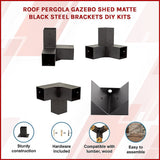 Roof Pergola Gazebo Shed Matte Black Steel Brackets DIY Kits