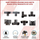 Roof Pergola Gazebo Shed Matte Black Steel Brackets DIY Kits