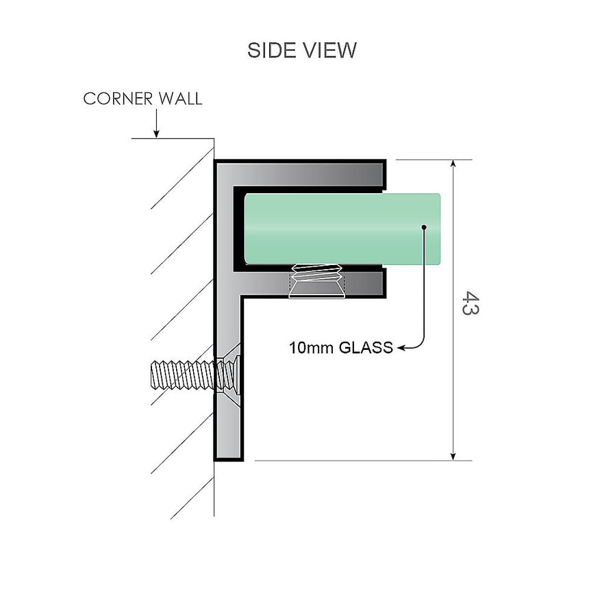 100cm Frameless Glass Bath Screen with Stainless Steel Brackets - Gunmetal