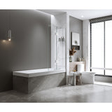 100cm Frameless Glass Bath Screen with Channel and Brass Hinges - White