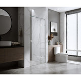 100cm Wall to Wall Frameless Shower Screen with Gold Brackets and SS Hinges, Square Knob Handle