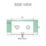 100cm Wall to Wall Frameless Shower Screen with White Brackets and SS Hinges, Square Knob Handle