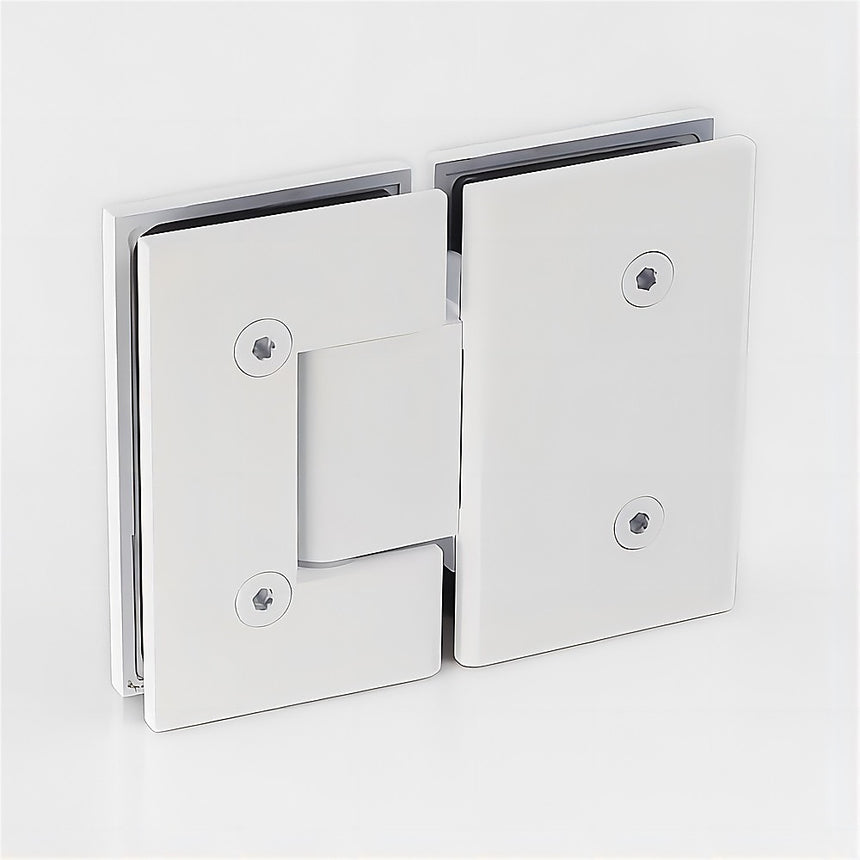 100cm Wall to Wall Frameless Shower Screen with White Brackets and SS Hinges, Square Knob Handle