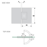 100cm Wall to Wall Frameless Shower Screen with White Brackets and SS Hinges, Square Knob Handle