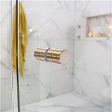 100cm Wall to Wall Frameless Shower Screen with Gold Brackets and SS Hinges, Round Knob Handle