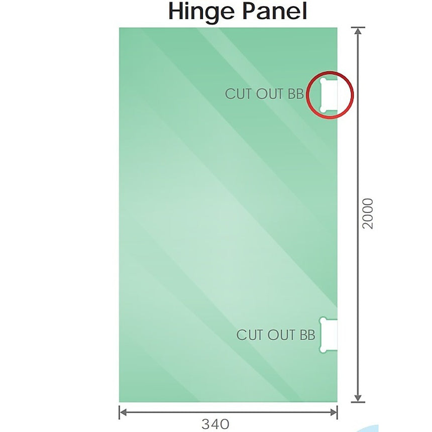 100cm Wall to Wall Frameless Shower Screen with Gold Brackets and SS Hinges, Square Double Pull Handle