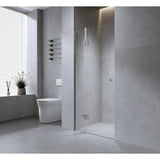 100cm Wall to Wall Frameless Shower Screen with Black Channel and Brass Hinges , Square Knob Handle