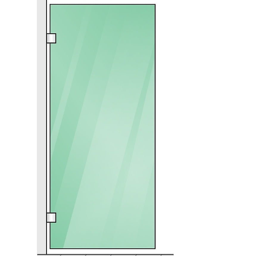 100x70cm Corner Frameless Shower Screen with Gold Brackets and SS Hinges, Square Knob Handle