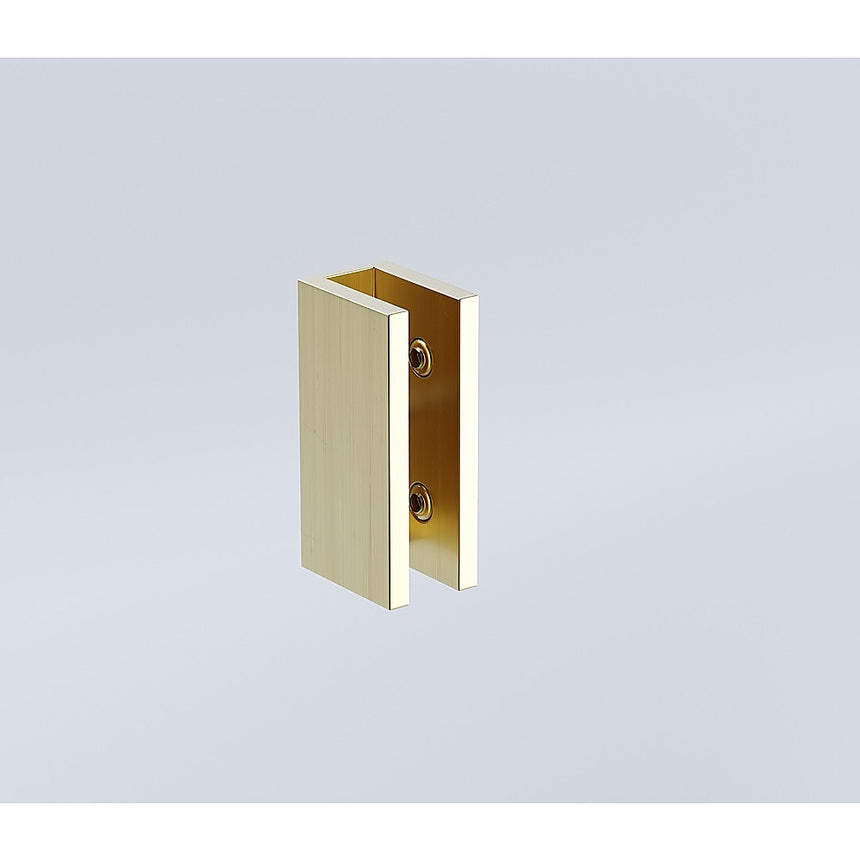 100x100cm Corner Frameless Shower Screen with Gold Brackets and SS Hinges, Square Knob Handle