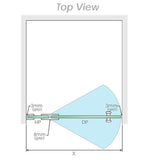 100x100cm Corner Frameless Shower Screen with White Brackets and SS Hinges, Square Knob Handle