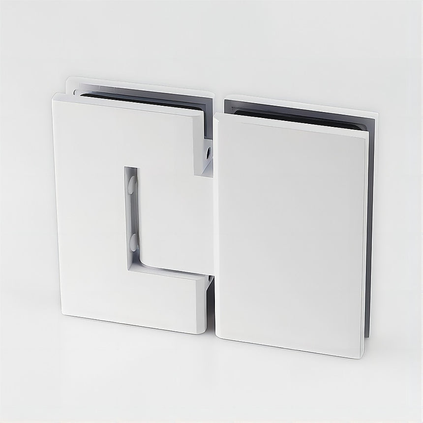 100x100cm Corner Frameless Shower Screen with White Brackets and SS Hinges, Square Double Pull Handle